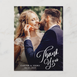 Postal Simple Script Foto Agradecimiento de Boda