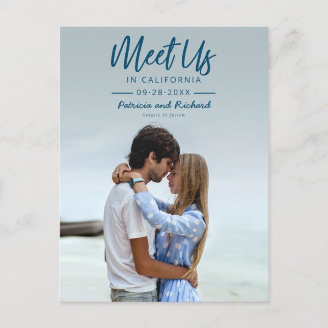 Postal Simple Script Nos Encontramos En Save The Date Fot (Anverso)