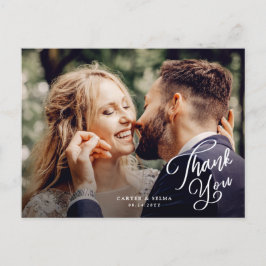 Postal Simple Script Photo Agradecimiento de Boda