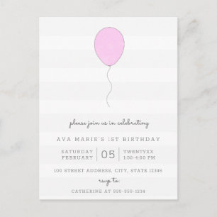 Postal Simple Shabby Chic Gray & Purple Balloon Cumpleaño