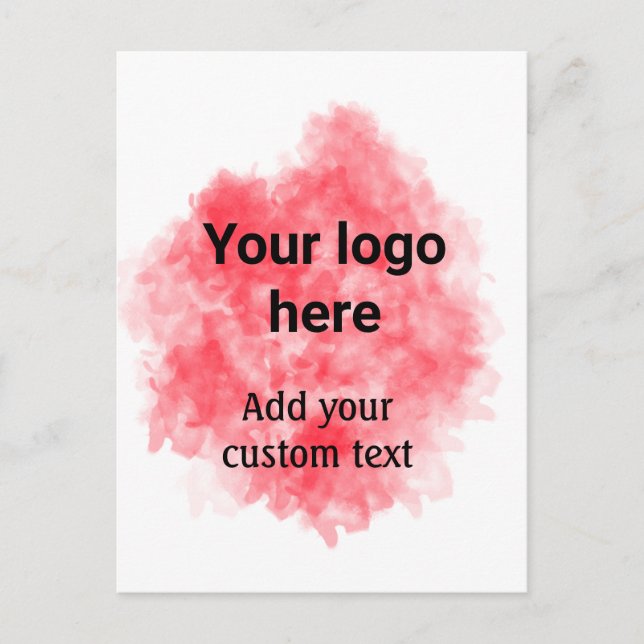 Postal Simple texto personalizado logotipo acuarela roja  (Anverso)