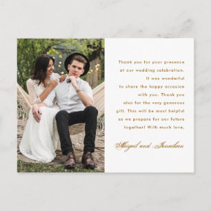 Postal Simple Un Boda fotográfico Gracias Mensaje Postcar