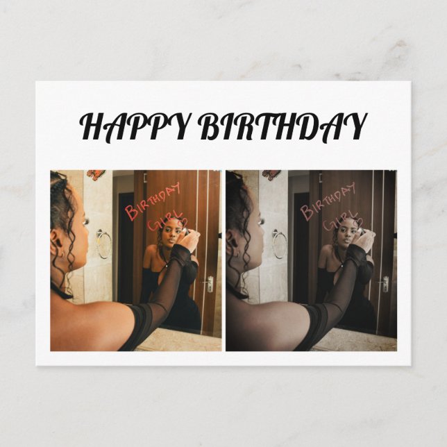 Postal Simple y elegante dos fotos (Anverso)