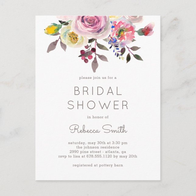 Postal Simplemente Bonito Bridal Shower Invitation (Anverso)