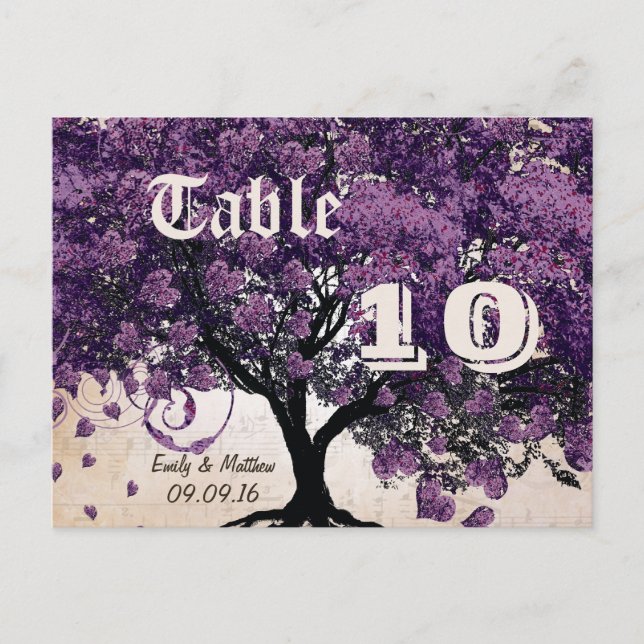 Postal Simplemente Peachy Purple Heart Leaf Tree Número d (Anverso)