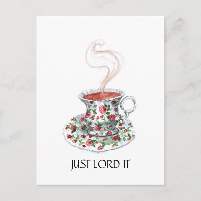Postal Simplemente señorearlo, eslogan de té, taza de té  (Anverso)