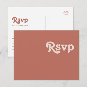 Postal Simples Vibraciones Retro   Respuesta de Boda Old 