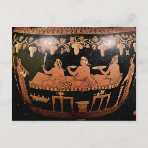 Postal Simposio que muestra a tres hombres tocando cottab