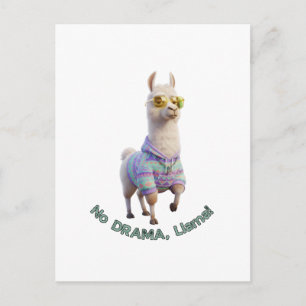 Postal ¡Sin Drama, Llama! – Llama Divertida y Relajada