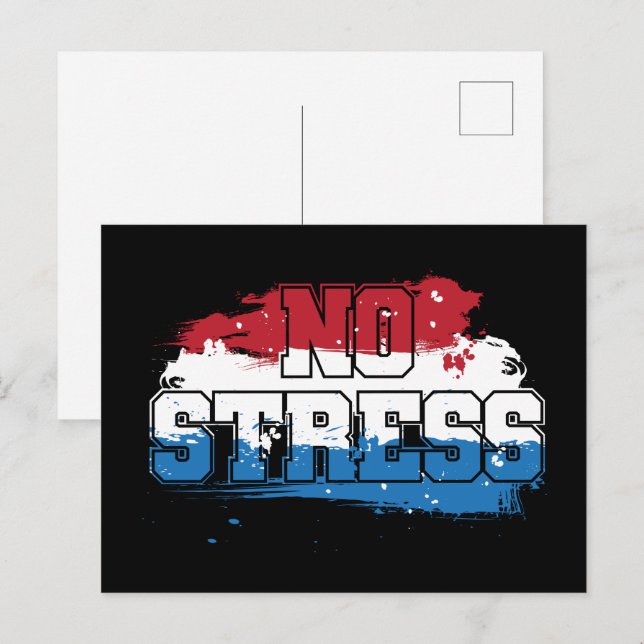 Postal Sin Estrés - Mentalidad Positiva Rojo Blanco Azul (Anverso / Reverso)
