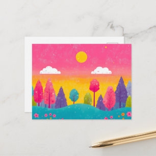 Postal sincera del bosque de Sunset