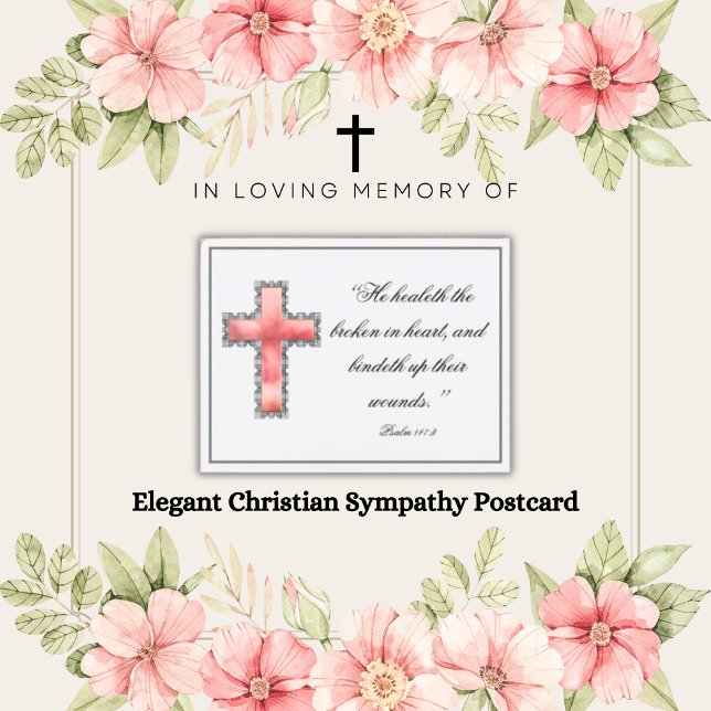 Postal Sincero pésame cristiano  (Elegant Christian Sympathy Postcards)