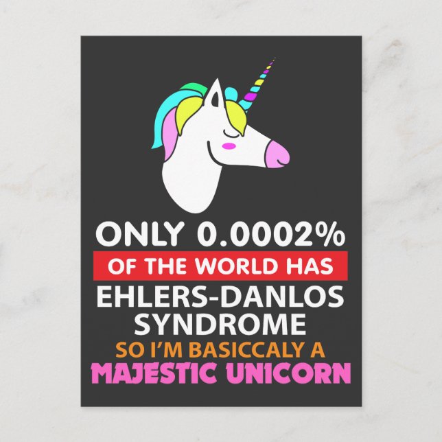 Postal Síndrome de Ehlers Danlos - Unicornio majestuoso (Anverso)