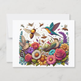 Postal Sinfonía de flores y vuelos