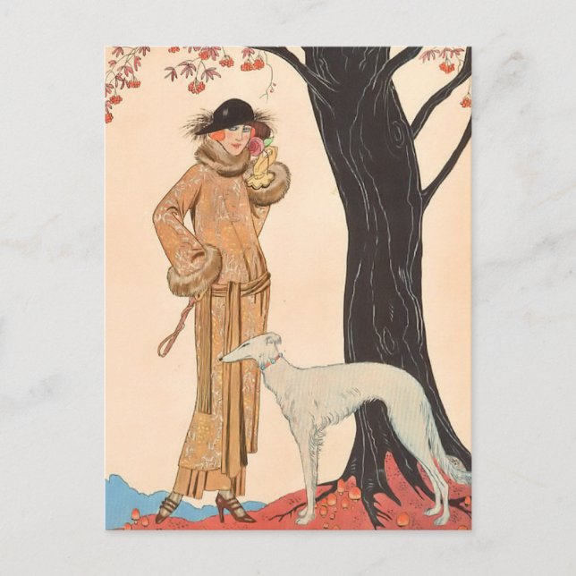 Postal Sinfonía de otoño por George Barbier (Anverso)