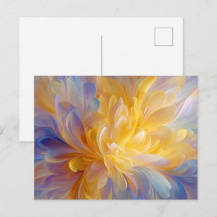 Postal Sinfonía dorada de pétalos abstractos en flor