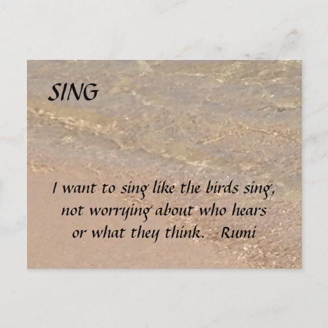 Postal SING Inspirador Postcard Sand Beach Rumi (Anverso)