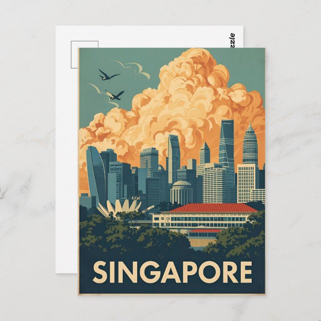 Postal Singapore city retro Skyline (Anverso / Reverso)