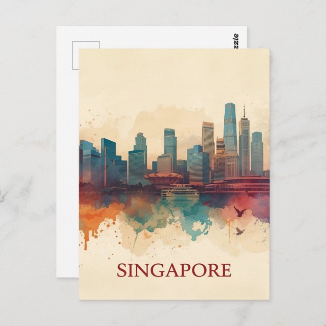 Postal Singapore city retro Skyline (Anverso / Reverso)