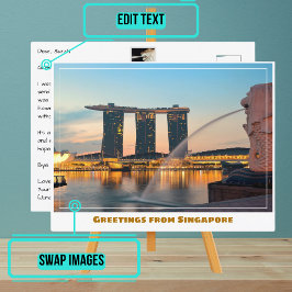 Postal Singapur con City & Marina Bay Sands moderno