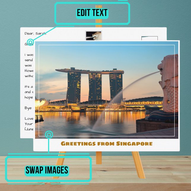 Postal Singapur con City & Marina Bay Sands moderno (Please enjoy our postcard and see the others in the collection.)