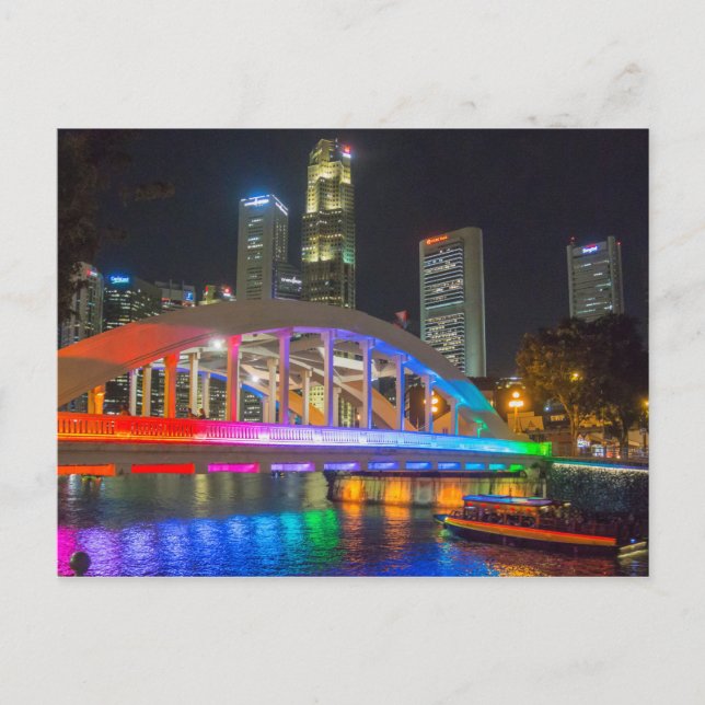 Postal Singapur de noche (Anverso)
