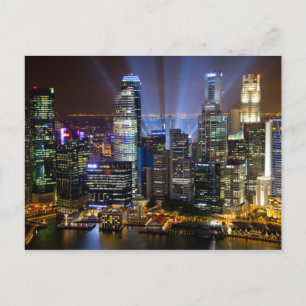 Postal Singapur downtown ciudad por la noche