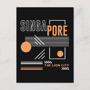 Postal Singapur La Ciudad León Diseño Geométrico Moderno