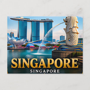 Postal Singapur Marina Bay y horizonte icónico