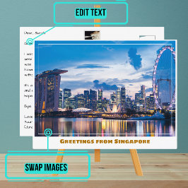 Postal Singapur Volante y Marina Bay Sands moderno
