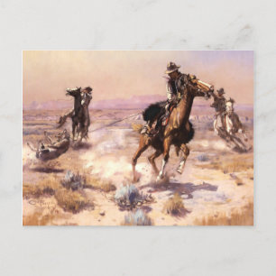 Postal “Singlehanded” Arte Occidental de Charles M Russel