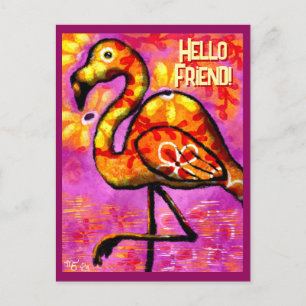 Postal Singular Resumen Flamingo Naranja Rosa