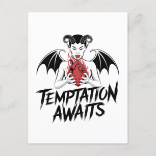 Postal Siniestro Diseño Gótico Demonio - Se espera tentac