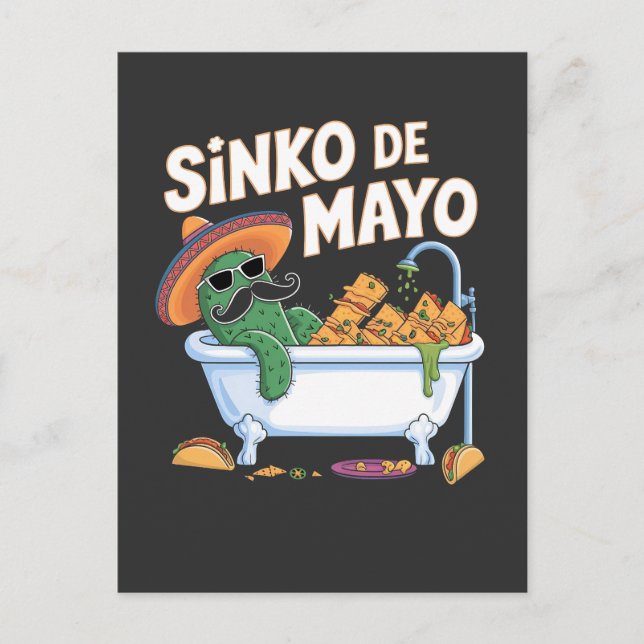 Postal Sinko de Mayo Cinco De Mayo Cactus Funny (Anverso)