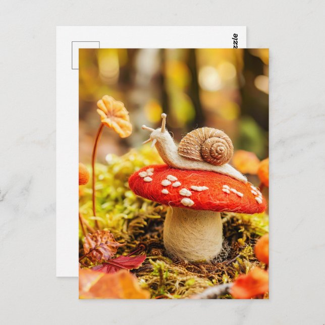 Postal Sintió El Caracol En El Hongo Agaric De La Mosca (Anverso / Reverso)