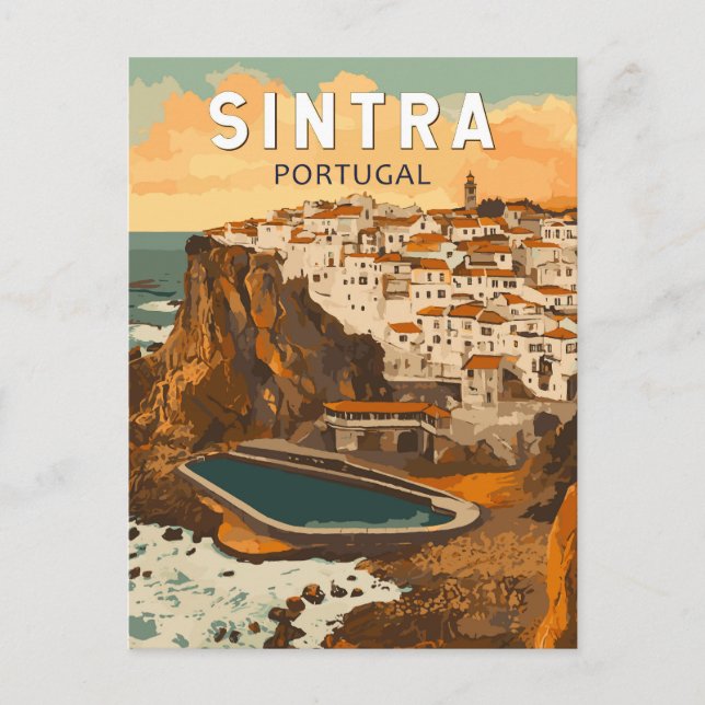 Postal Sintra Portugal Ilustracion Viajes de arte (Anverso)
