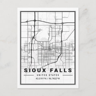 Postal Sioux Falls South Dakota EE.UU. Mapa de la ciudad