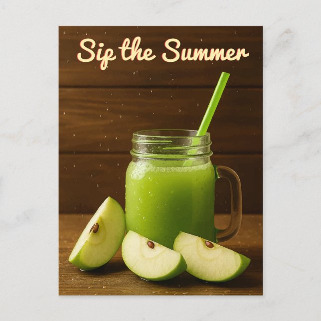Postal Sip the Summer - Zumo de manzana verde y fruta fre (Anverso)