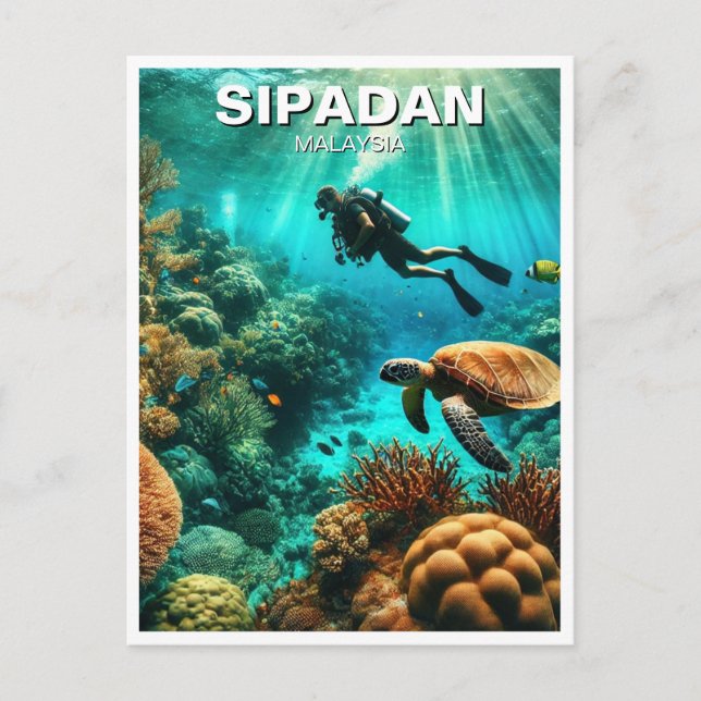 Postal Sipadan Malaysia Scuba Diver (Anverso)