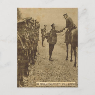 Postal Sir Douglas Haig felicitando a las tropas canadien