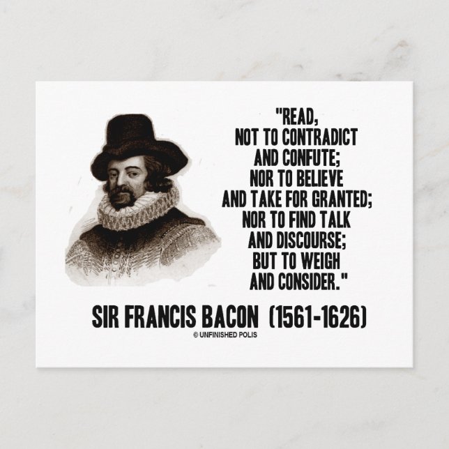 Postal Sir Francis Bacon Lee Para Pesar Y Considerar Cita (Anverso)