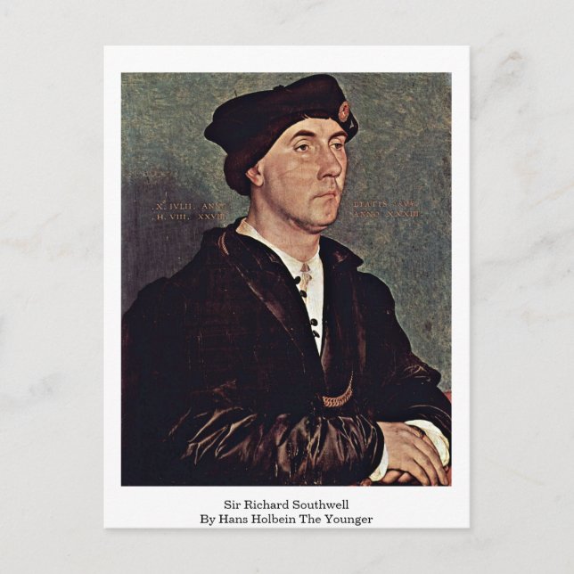Postal Sir Richard Southwell Por Hans Holbein The Younger (Anverso)