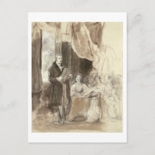 Postal Sir Robert Peel leyendo a la Reina Victoria