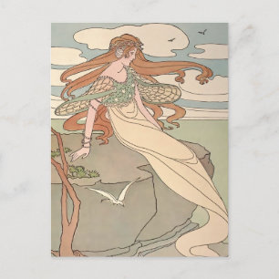Postal Sirena Art Nouveau Vintage