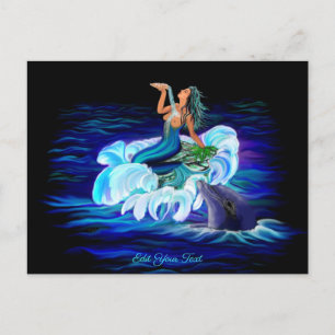 Postal Sirena con delfín