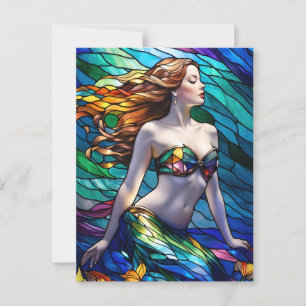 Postal Sirena de arcoiris de vidrio templado