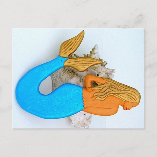 Postal sirena de cola azul (Anverso)