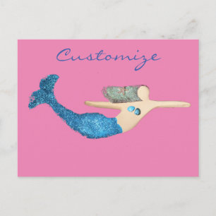Postal Sirena de cola azul Natación Thunder_Cove