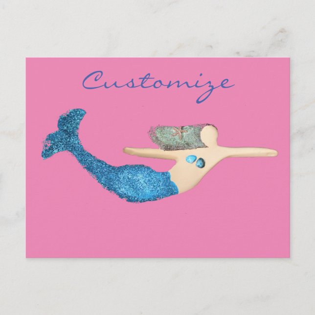 Postal Sirena de cola azul Natación Thunder_Cove (Anverso)