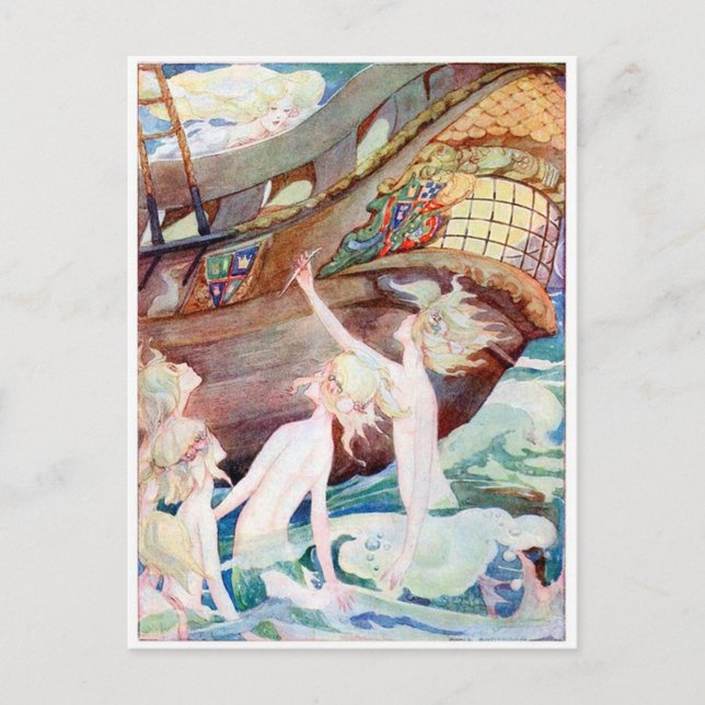 Postal Sirena de cosecha por Anne Anderson (Anverso)